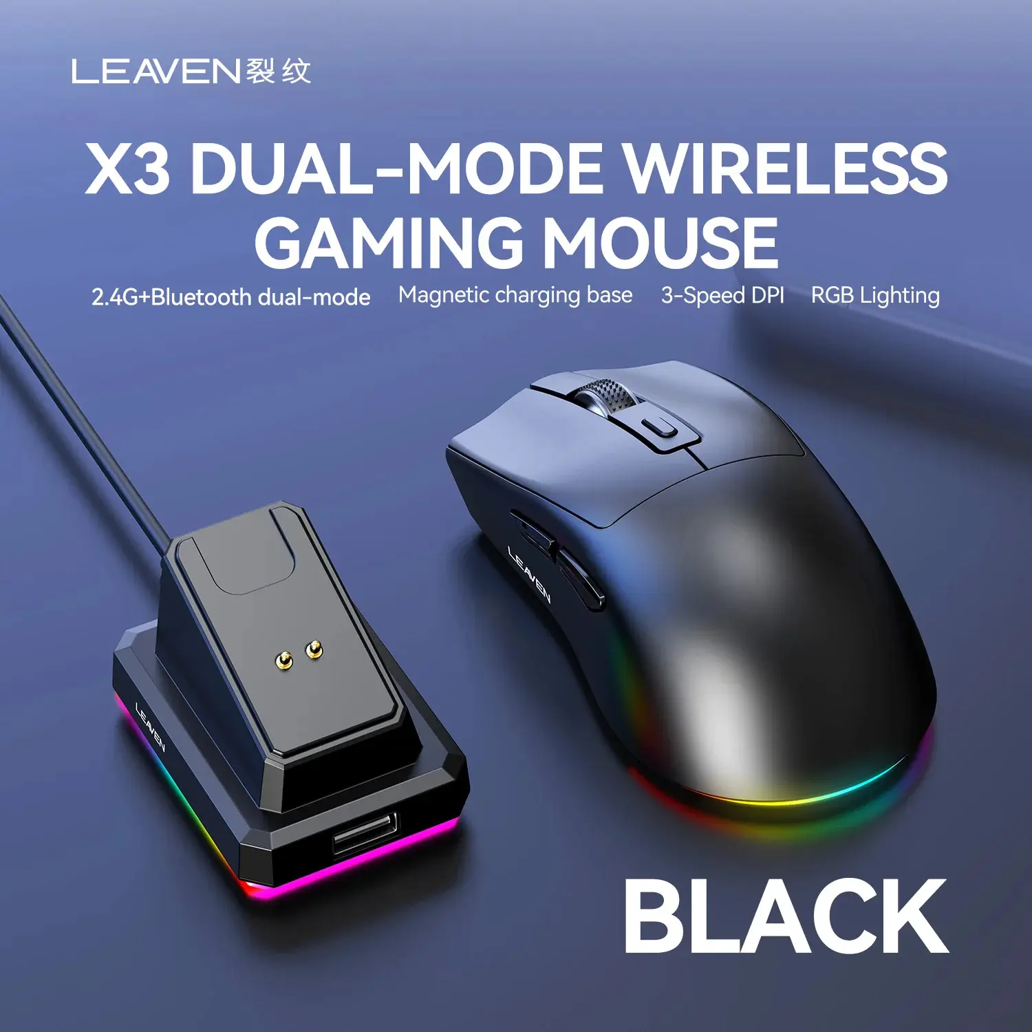 MOUSE GAMING LEAVEN X3 LIGHT WIRELESS BLACK